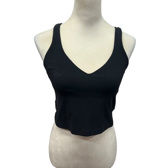 Minimalist Athleisure Cropped Tank Lululemon Black V-Neck Size 10 - Picture 1 of 4